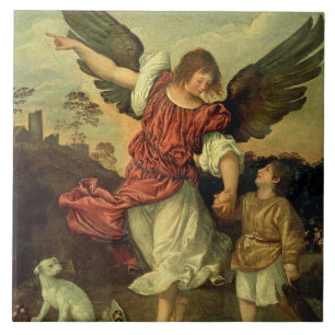 RAPHAEL und Tobias, 1507-8 (Öl auf Platte) Fliese