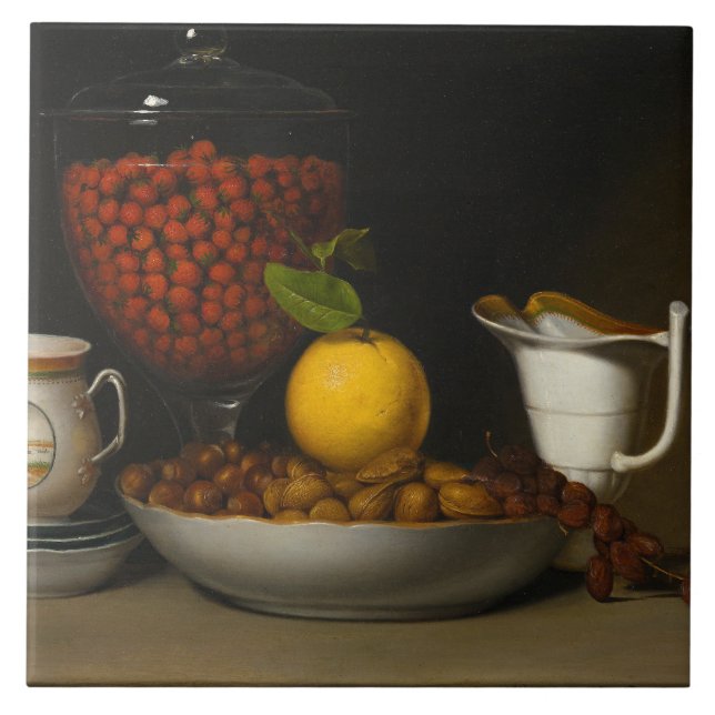 Raphaelle Peale - Still Life - Erdbeeren, Nüsse, Fliese (Vorderseite)