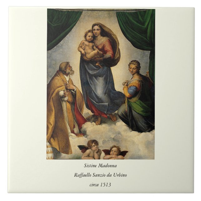 Raphael's Classic "Sistine Madonna" (ca. 1513) Fliese (Vorderseite)