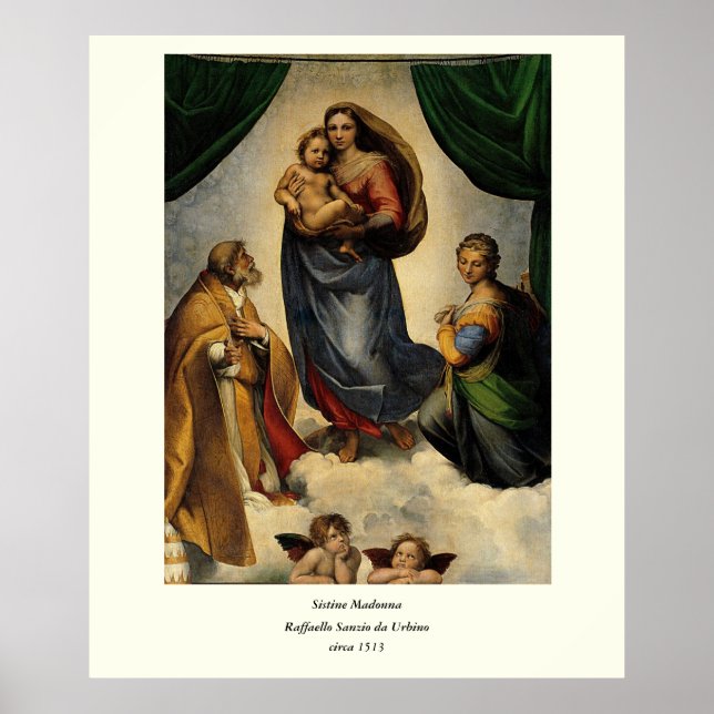 Raphael's Classic "Sistine Madonna" (ca. 1513) Poster (Vorne)