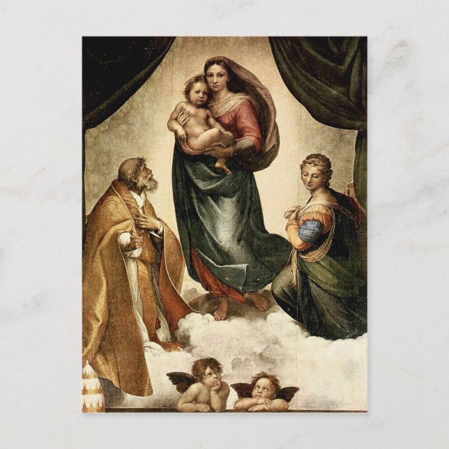 Raphael's Classic "Sistine Madonna" (ca. 1513) Postkarte (Vorderseite)