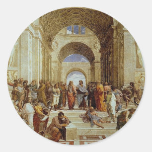 Raphaels "Die Schule von Athen" (circa 1511) Runder Aufkleber