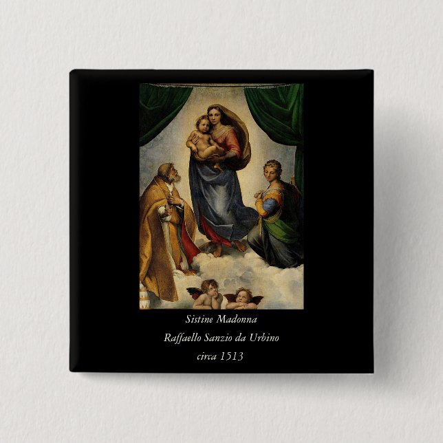 Raphaels Klassiker "Sistina-Madonna" (ca. 1513) Button (Vorderseite)