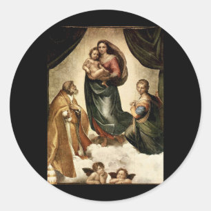 Raphaels Klassiker "Sistina-Madonna" (ca. 1513) Runder Aufkleber