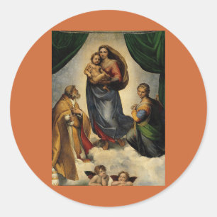 Raphaels Klassiker "Sistina-Madonna" (ca. 1513) Runder Aufkleber