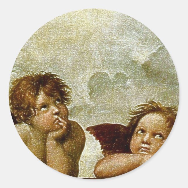 Raphael's "Sistine Madonna" (ca. 1513) (Detail) Runder Aufkleber (Vorderseite)