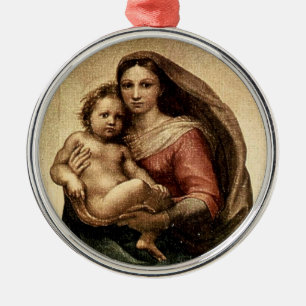 Raphaels "Sixtinische Madonna" Detail (ca. 1513) Silbernes Ornament