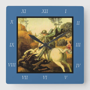 Raphaels "St. Georg und der Drache" (um 1505) Quadratische Wanduhr