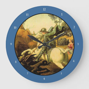 Raphael's "St. George and the Dragon" (ca. 1505) Große Wanduhr