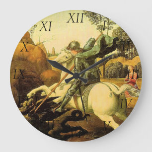 Raphael's "St. George and the Dragon" (ca. 1505) Große Wanduhr