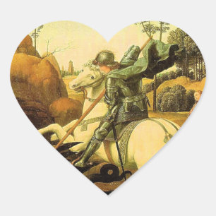 Raphael's "St. George and the Dragon" (circa 1505) Herz-Aufkleber