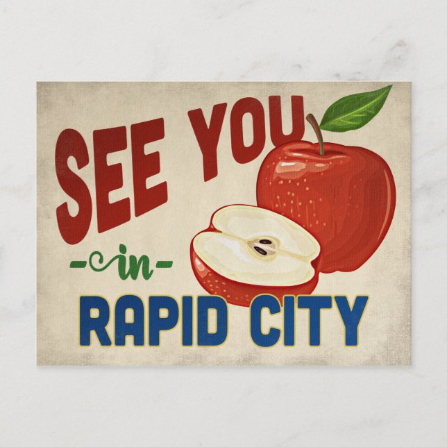 Rapid City South Dakota Apple - Vintage Travel Postkarte (Vorderseite)
