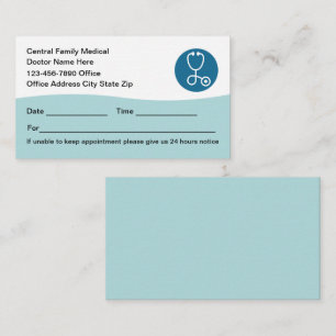 Rappel de nomination Médicale Cartes de visite mod