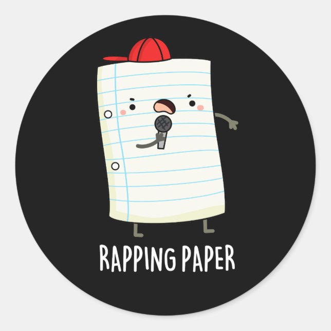 Rapping Papier Funny Wrapping Paper Puff Dark BG Runder Aufkleber (Vorderseite)