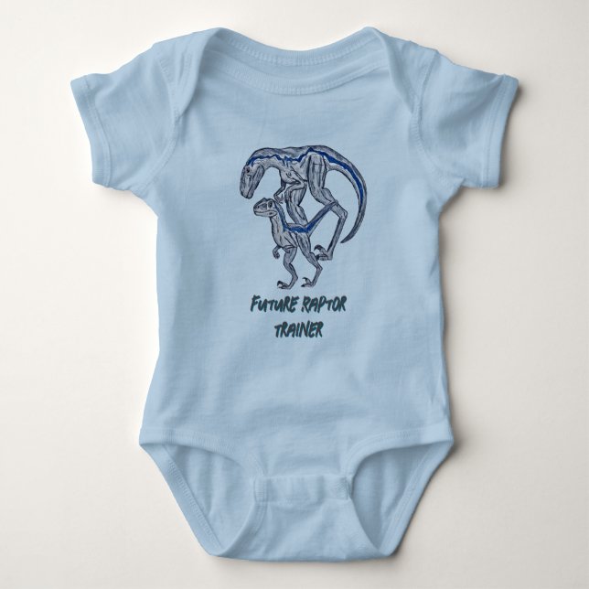 Raptor dinosaur Baby Boy Girl Blue Säugling Strampler (Vorderseite)