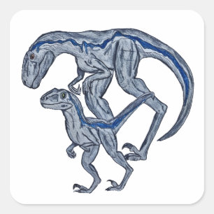 Raptor-Dinosaurien-Säugling neugeboren Junge Mädch Quadratischer Aufkleber