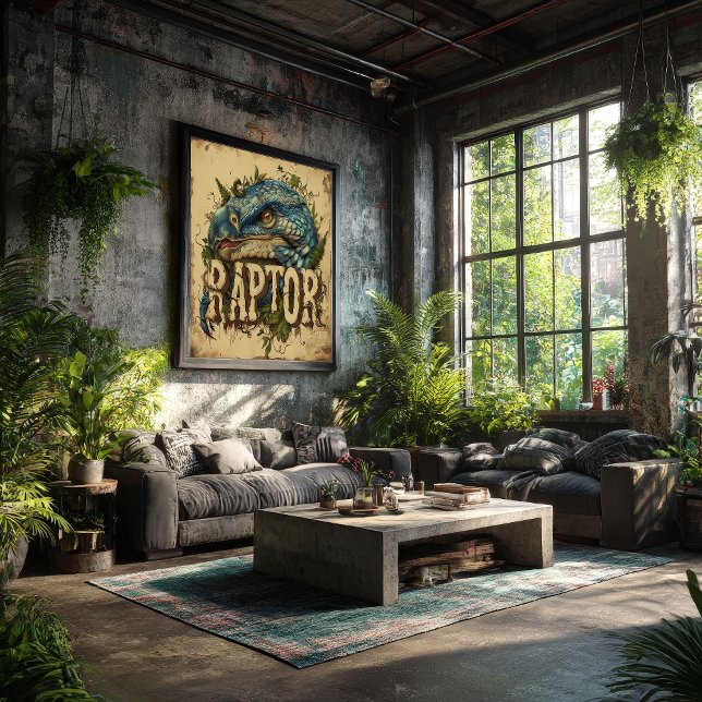 Raptor Grunge Portrait Poster (Von Creator hochgeladen)