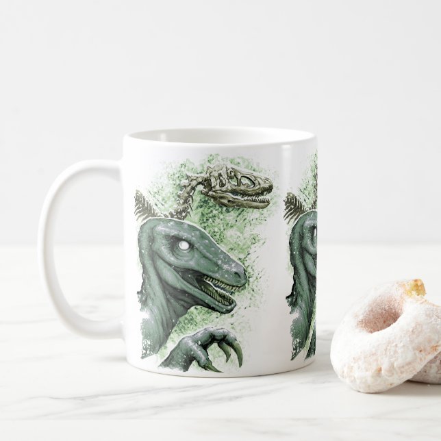 Raptor in Grün Kaffeetasse (Mit Donut)