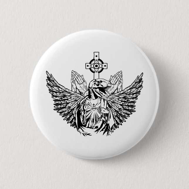 Raptor Jesus Lieben Sie Button (Vorderseite)