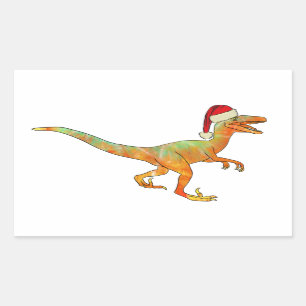 Raptor Lustiger Festlicher Velociraptor Weihnachte Rechteckiger Aufkleber