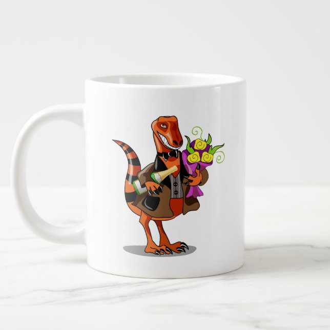 Raptor mit Flasche aus glühendem Wein und Blume Jumbo-Tasse (Links)