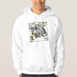 Raptor-Porträt und Olivenblätter - Botanische Kuns Hoodie