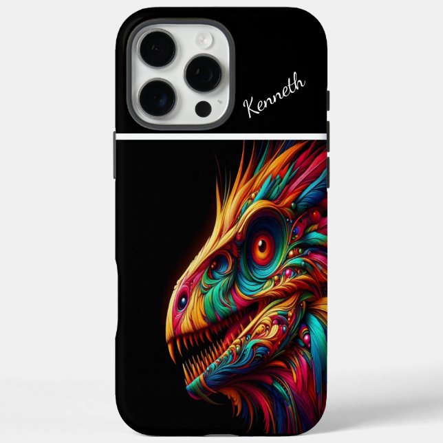 Raptor Rainbow Dragon iPhone 16 Pro Max Hülle (Rückseite)