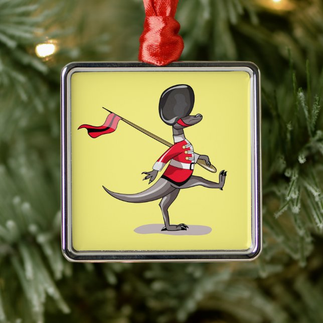 Raptor verkleidete sich als britische Garde. Ornament Aus Metall (Baum)