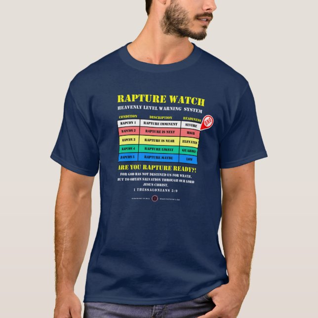 Rapture Alert Levels T-Shirt (Vorderseite)