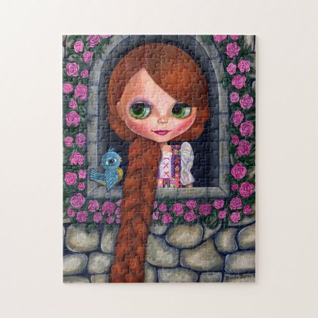Rapunzel Big Eyes Girl Doll Niedlich Redhead Blueb (Vertikal)