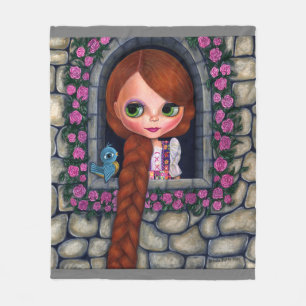 Rapunzel Big Eyes Girl Doll Niedlich Redhead Blueb Fleecedecke