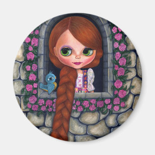 Rapunzel Big Eyes Girl Doll Niedlich Redhead Blueb Magnet