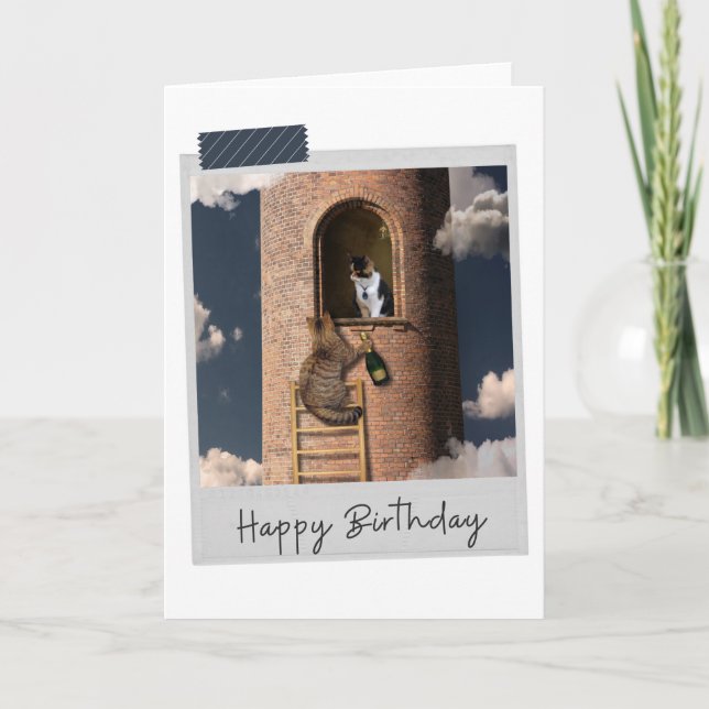 Rapunzel Cat Funny Birthday Card Karte (Vorderseite)