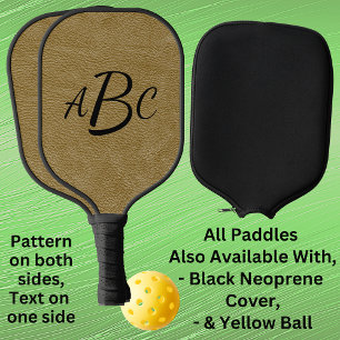 Raquette De Pickleball 1 ou 3 Lettre Monogramme Beige Brown cuir look