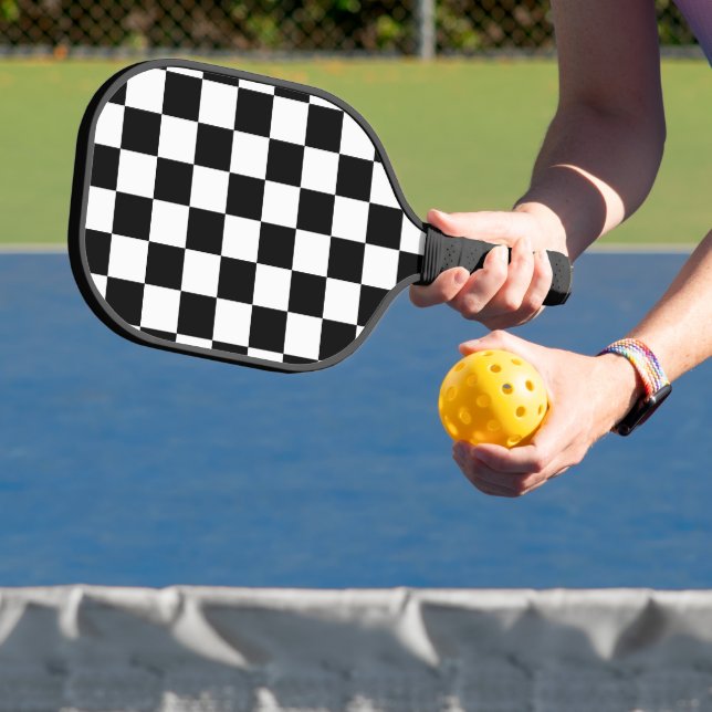 Raquette De Pickleball à damiers carré noir et blanc (Insitu)
