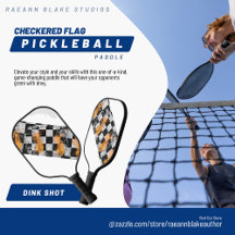 Raquette de Pickleball à Drapeau à Damier sur Mesu