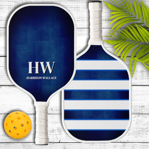 Raquette de Pickleball à Monogramme Bleu Marine et