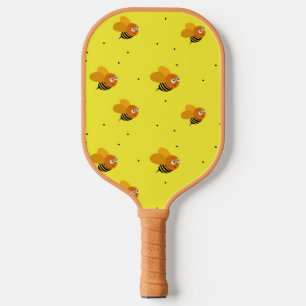 Raquette De Pickleball Abeilles volantes sur motif jaune