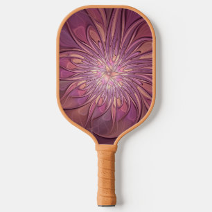 Raquette De Pickleball Abstrait Floral Fractal Art Berry couleurs