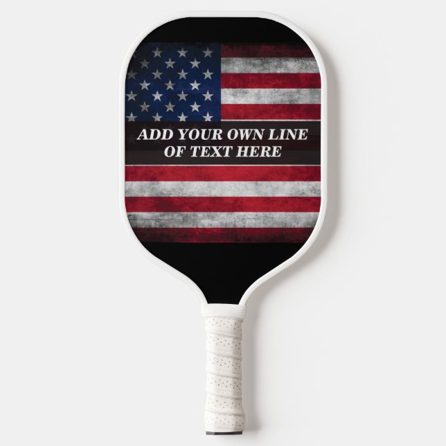 Raquette De Pickleball Ajouter votre texte sur le drapeau américain (Recto)