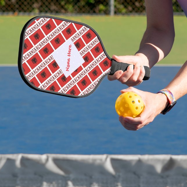 Raquette De Pickleball Albanie Personalisation rouge pavé albanais (Insitu)