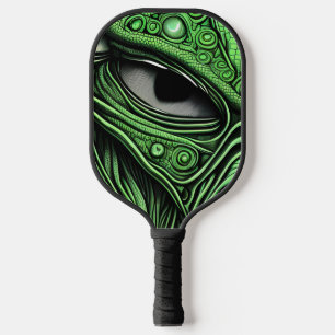 Raquette De Pickleball Alien vert avec Arrière - plan de lignes dégénérat