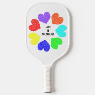 Raquette De Pickleball Amour interracial Coeurs arc-en-ciel