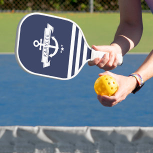Raquette De Pickleball Ancre nautique bleu marine Personnalisé