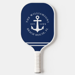 Raquette De Pickleball Ancre nautique Marine Blue White Beach House