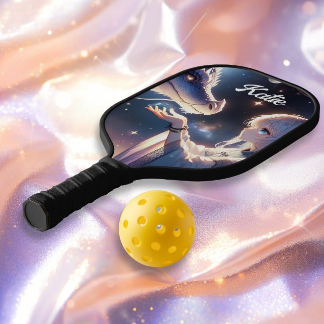 Raquette De Pickleball Anime Girl et son dragon Mystique (Créateur téléchargé)