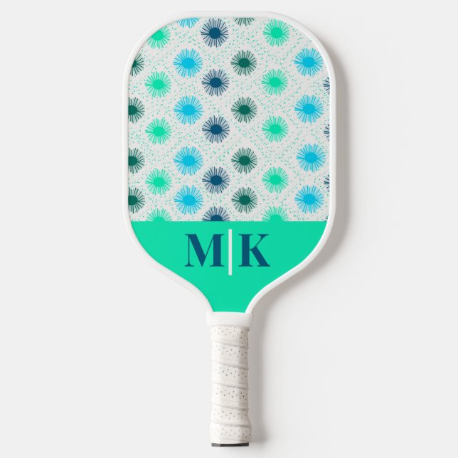 Raquette De Pickleball Aqua personnalisé milieu du siècle moderne Monogra (Recto)