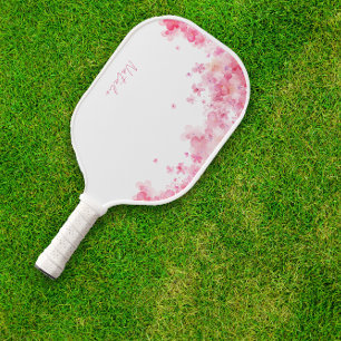 Raquette De Pickleball Aquarelle nom floral blanc