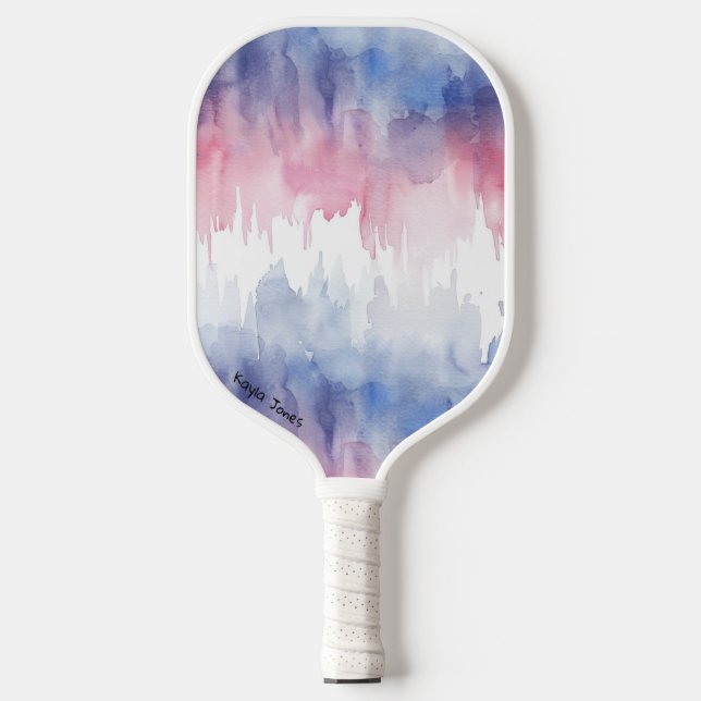 Raquette De Pickleball Aquarelle personnalisée bleu et rouge (Recto)