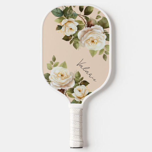 Raquette De Pickleball Aquarelle Rose Monogramme Pickleball (Recto)